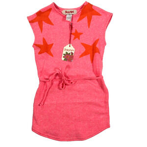 Siaomimi Toddler 2T Dress Pink Sleeveless Star Print Belted Shift New
